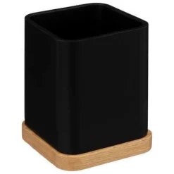 LINEA NATUREO - BICCHIERE PORTASPAZZOLINI NERO E NATURALE