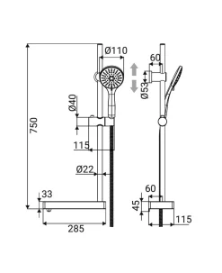 LINEA RODI - SET SALISCENDI 5 GETTI CROMO