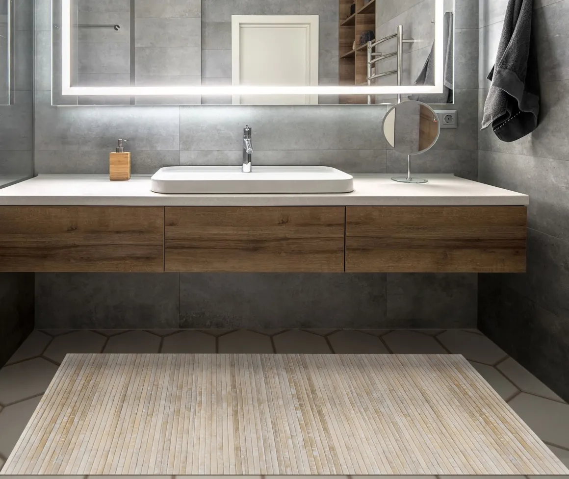 LINEA BAMBOO COOL - TAPPETO IN BAMBU' GESSO 50X140CM: vendita online LINEA BAMBOO COOL - TAPPETO IN BAMBU' GESSO 50X140CM in offerta