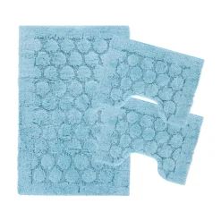 LINEA FOGLIA - 3PZ TAPPETINI BAGNO AZZURRO : vendita online LINEA FOGLIA - 3PZ TAPPETINI BAGNO AZZURRO in offerta