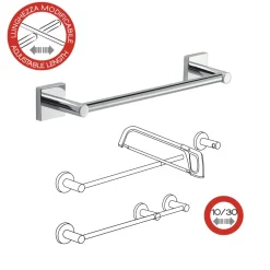 LINEA FUJI - PORTA SALVIETTE CROMATO ACCIAIO INOX ADATTABILE 34X6,8X4,7CM