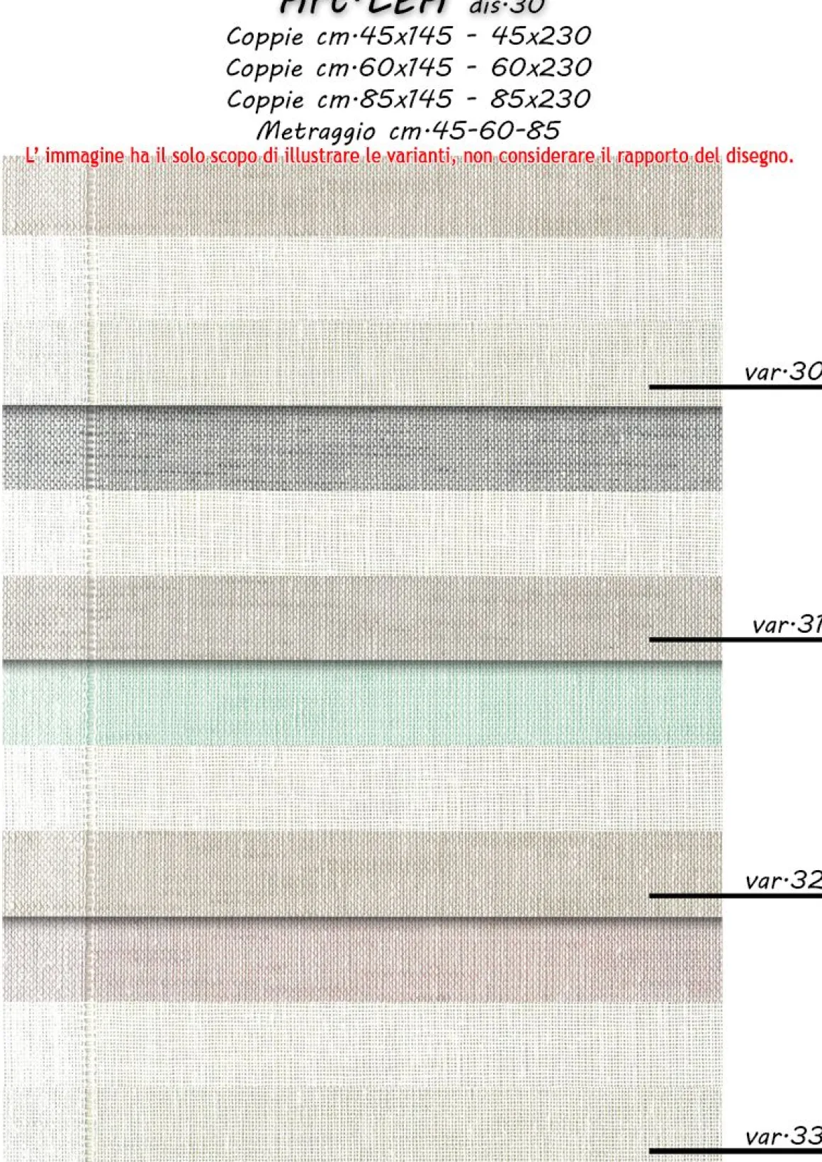 LINEA LEA - COPPIA TENDA DRITTA IN TESSUTO POLIESTERE 60X240CM VARIANTE 30 : vendita online LINEA LEA - COPPIA TENDA DRITTA IN TESSUTO POLIESTERE 60X240CM VARIANTE 30 in offerta