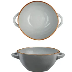 LINEA MEDITERRANEO - CIOTOLA ZUPPA 2 MANICI IN GRES GRIGIO FANGO 540ML