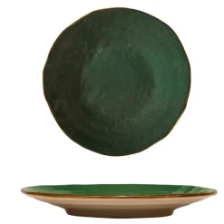 LINEA MEDITERRANEO - PIATTO DESSERT VERDE SCURO IN GRES DIAM 20CM H 3CM