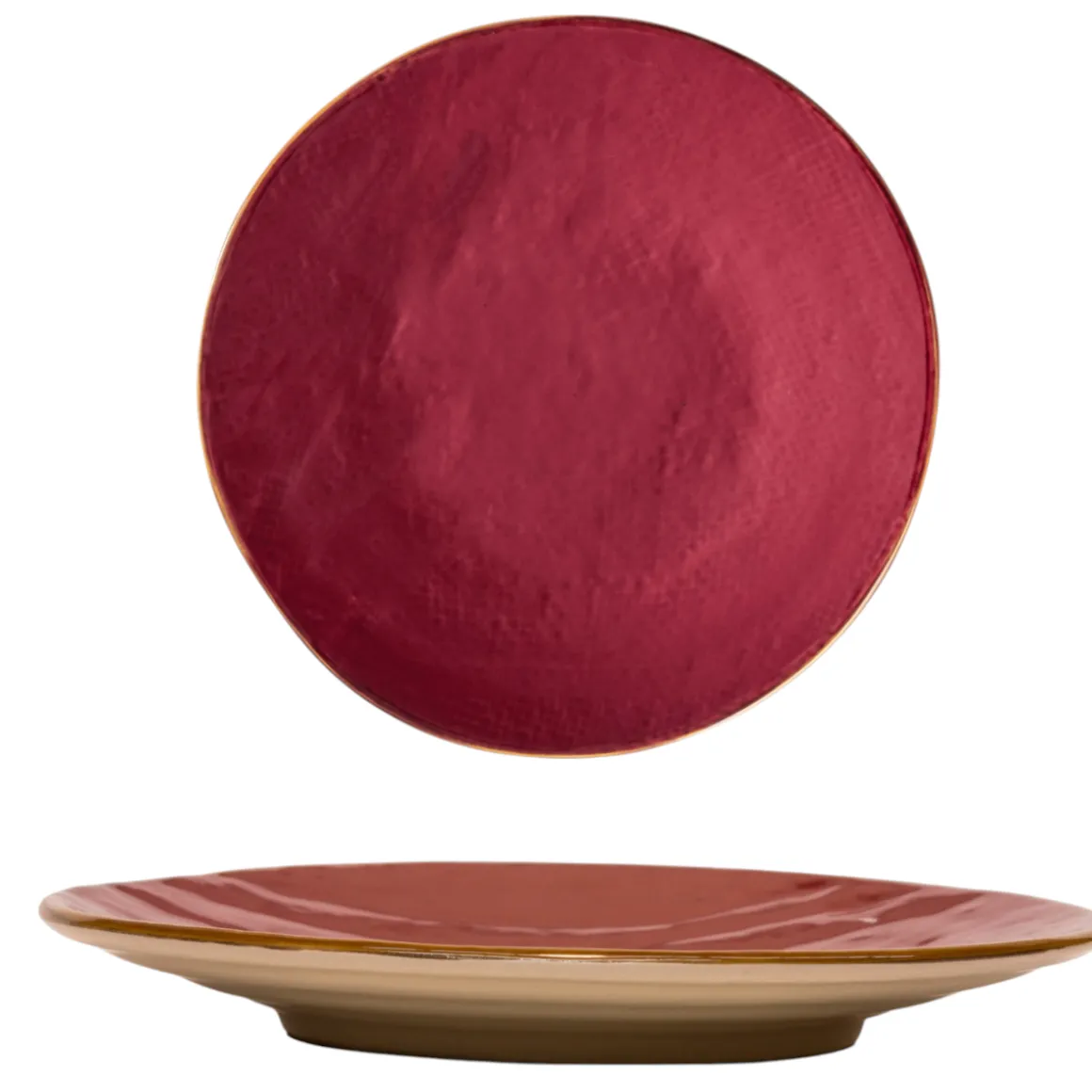 LINEA MEDITERRANEO - PIATTO DESSERT ROSSO CILIEGIA IN GRES D.20CM H 3CM
