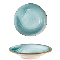 LINEA MEDITERRANEO - PIATTO FONDO TURCHESE IN GRES DIAM 24CM H 6CM