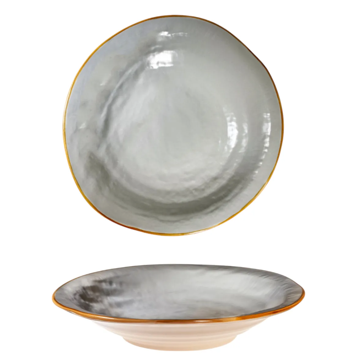 LINEA MEDITERRANEO - PIATTO FONDO GRIGIO FANGO IN GRES DIAM 24CM H 6CM