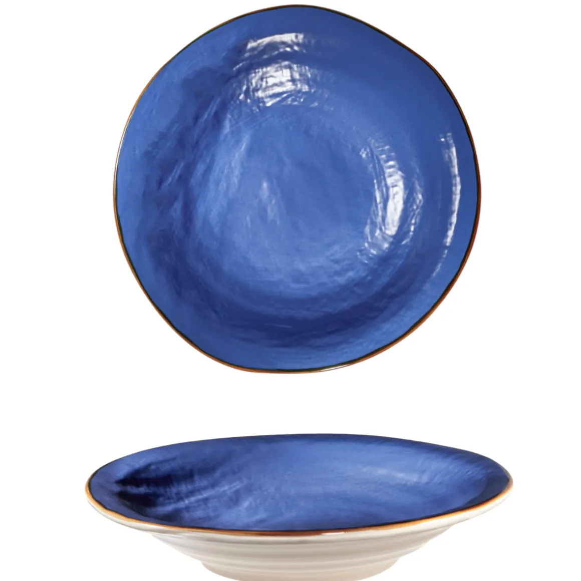 LINEA MEDITERRANEO - PIATTO FONDO BLU IN GRES DIAM 24CM H 6CM