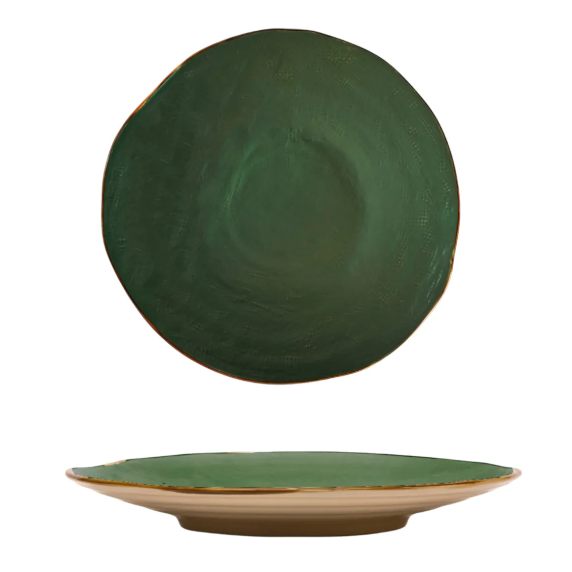 LINEA MEDITERRANEO - PIATTO PIANO VERDE SCURO IN GRES DIAM 28CM H 4CM