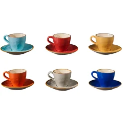 LINEA MEDITERRANEO - TAZZINA DA CAFFE IN GRES CON PIATTINO 50ML ASS.