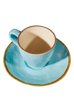 LINEA MEDITERRANEO - TAZZINA DA CAFFE IN GRES CON PIATTINO 50ML ASS.