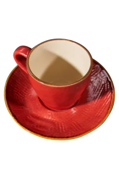 LINEA MEDITERRANEO - TAZZINA DA CAFFE IN GRES CON PIATTINO 50ML ASS.