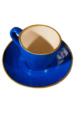 LINEA MEDITERRANEO - TAZZINA DA CAFFE IN GRES CON PIATTINO 50ML ASS.