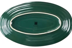 LINEA MEDITERRANEO - VASSOIO OVALE VERDE SCURO IN GRES 36X21CM H 5CM