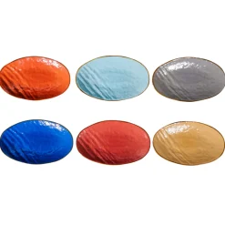 LINEA MEDITERRANEO - VASSOIO OVALE IN GRES 36X21CM H 5CM ASSORTITO