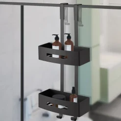 LINEA NERVA - MENSOLA PORTAOGGETTI PER DOCCIA 2P 24X58.4 H.18.7CM NERO MATT
