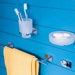 LINEA SMART - BICCHIERE PORTASPAZZOLINI CROMO E BIANCO