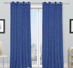 LINEA STAR - TENDA CON OCCHIELLI IN POLIESTERE 140X280CM BLU: vendita online LINEA STAR - TENDA CON OCCHIELLI IN POLIESTERE 140X280CM BLU in offerta
