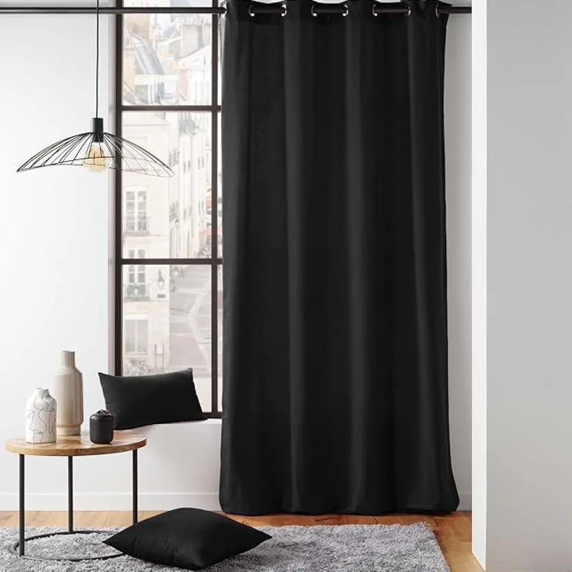 LINEA TWILY - TENDA CON OCCHIELLI IN COTONE/POLIESTERE 135X260CM NERO: vendita online LINEA TWILY - TENDA CON OCCHIELLI IN COTONE/POLIESTERE 135X260CM NERO in offerta