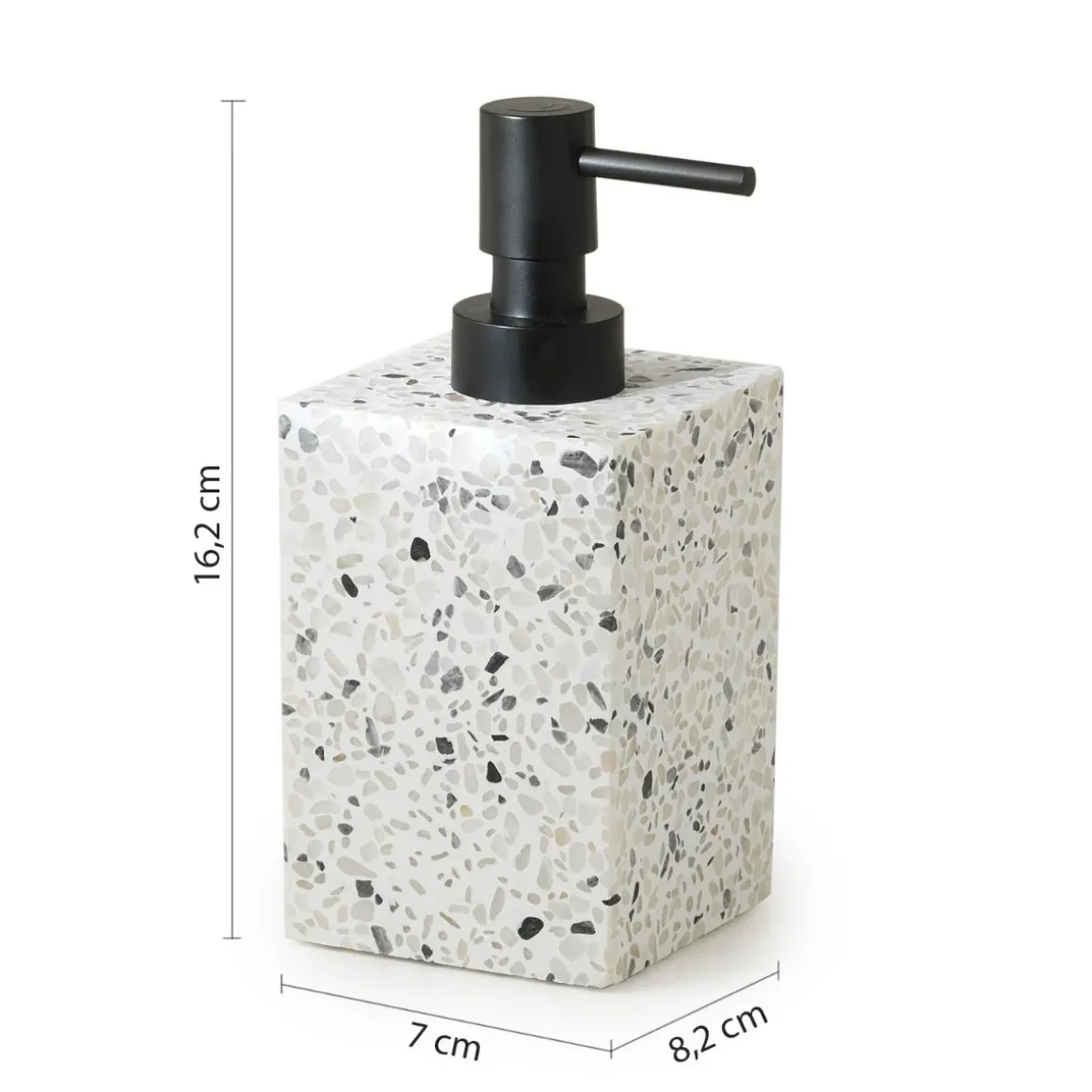 LINEA ZOE - DOSA SAPONE GRANIGLIA MARMO BIANCO IN RESINA 7X8,2X16,2CM
