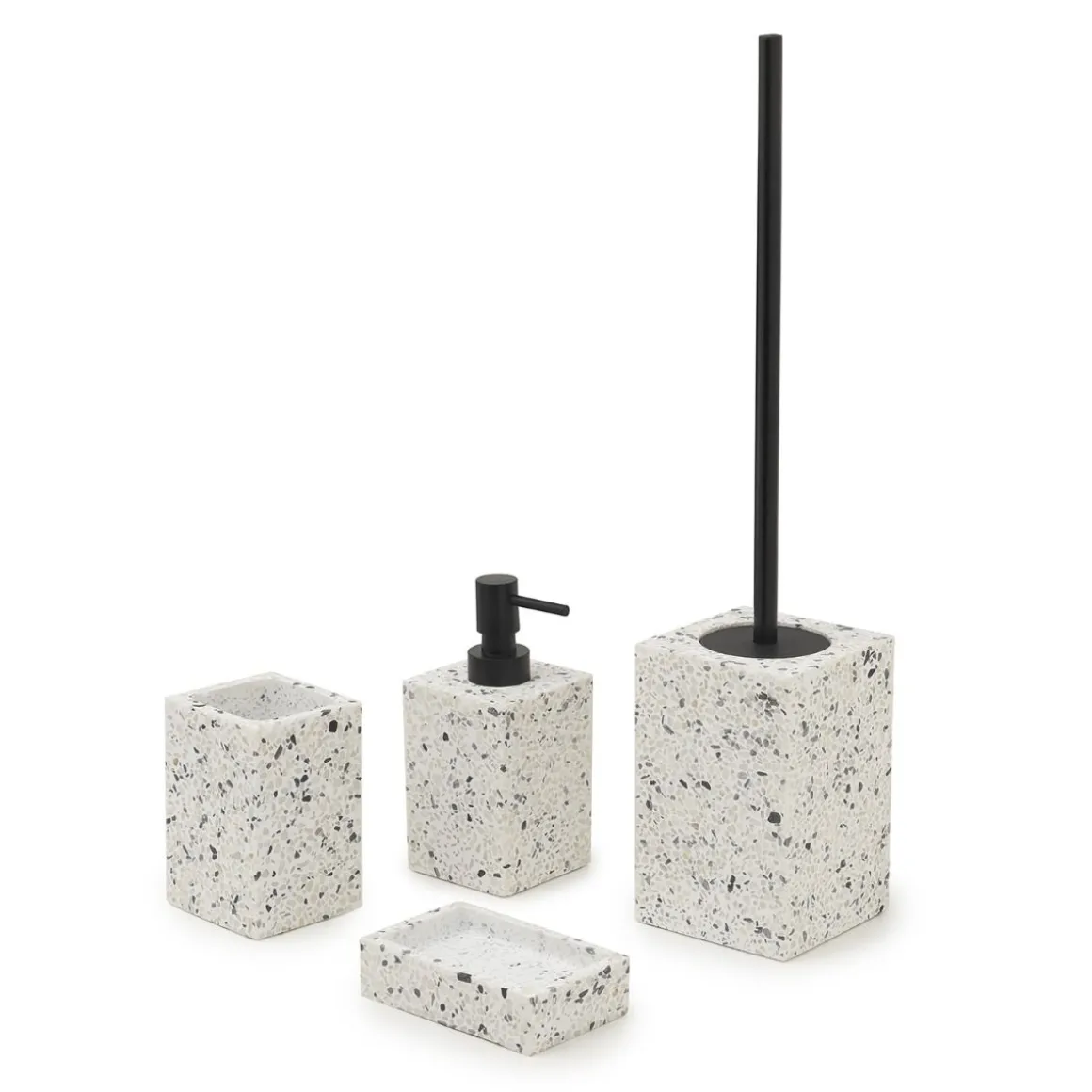 LINEA ZOE - DOSA SAPONE GRANIGLIA MARMO BIANCO IN RESINA 7X8,2X16,2CM