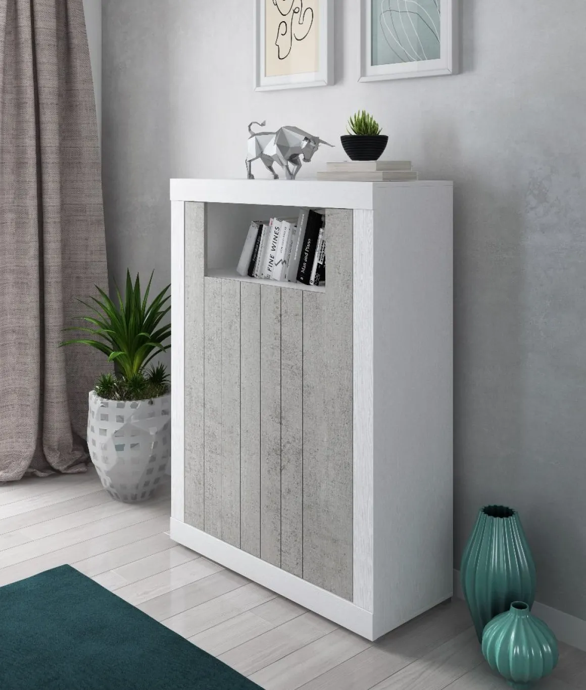 MADIA REVEN BIANCO FRASSINATO E CEMENTO: vendita online MADIA REVEN BIANCO FRASSINATO E CEMENTO in offerta