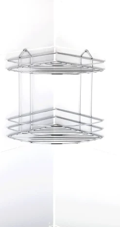 MENSOLA ANGOLARE PER DOCCIA 2 RIPIANI CM 24X24 H.30 CROMO