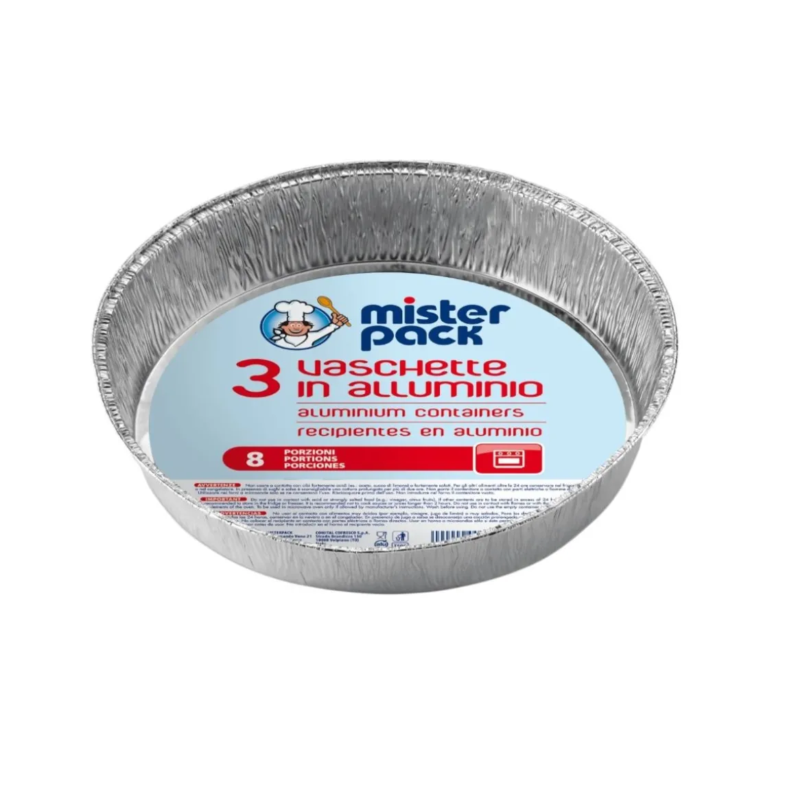 MISTERPACK - SET 3 VASCHETTE PER TORTA IN ALLUMINIO 8 PORZIONI