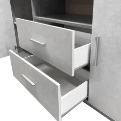 Mobile basso in laminato cemento e bianco