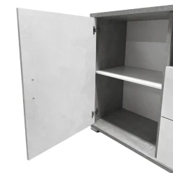 Mobile basso in laminato cemento e bianco