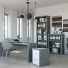 Mobili componibili ufficio vendita online: composizione ufficio cemento e bianco lucido