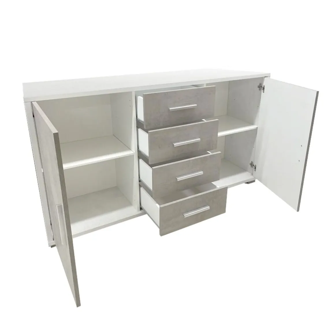 MONILE IN LAMINATO OSSIDO BIANCO - 2 ANTE 4 CASSETTI
