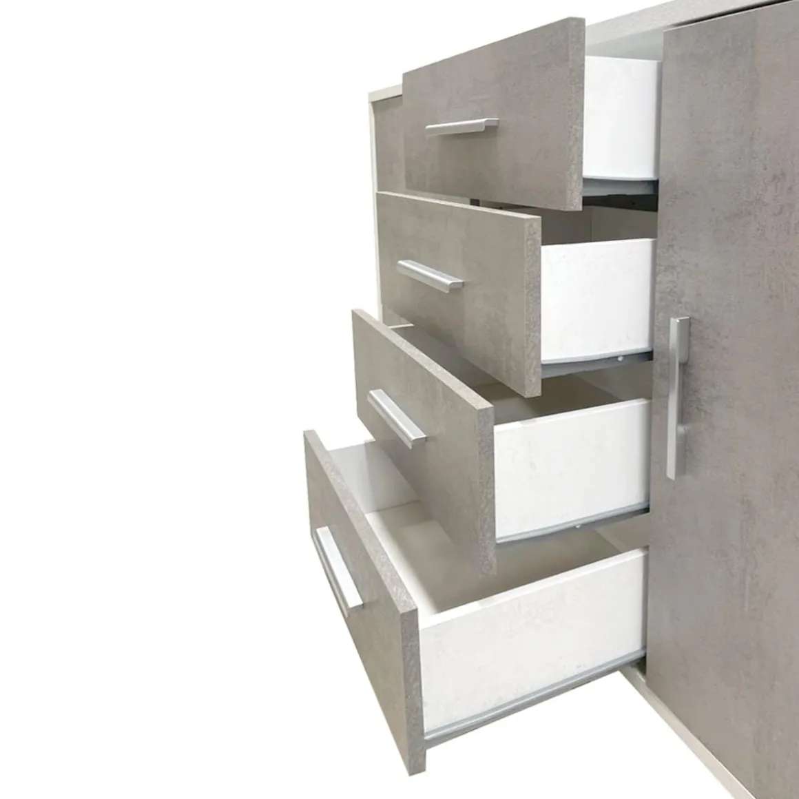 MONILE IN LAMINATO OSSIDO BIANCO - 2 ANTE 4 CASSETTI