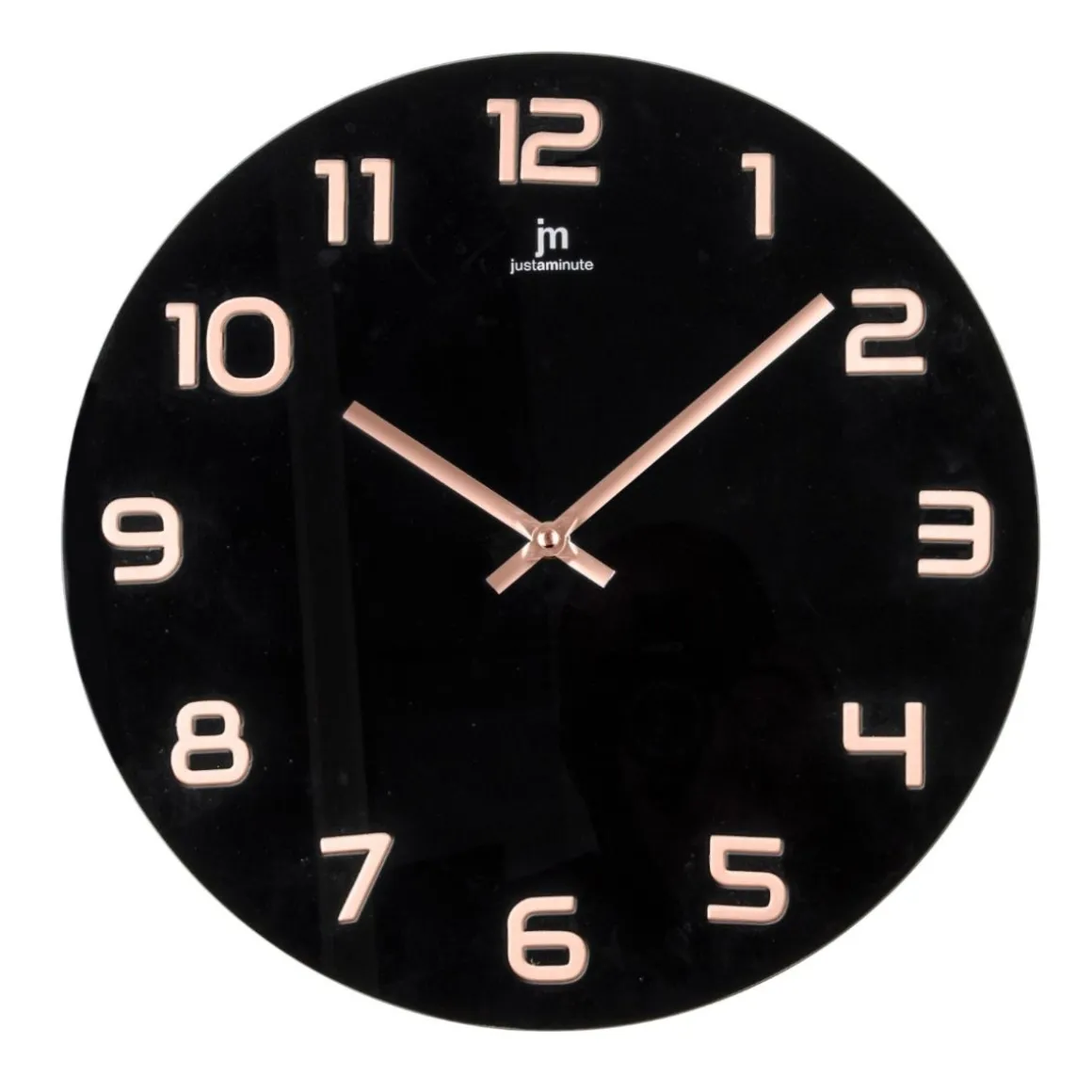 OROLOGIO DA PARETE IN VETRO NERO E ROSE GOLD DIAM. 38CM: vendita online OROLOGIO DA PARETE IN VETRO NERO E ROSE GOLD DIAM. 38CM in offerta