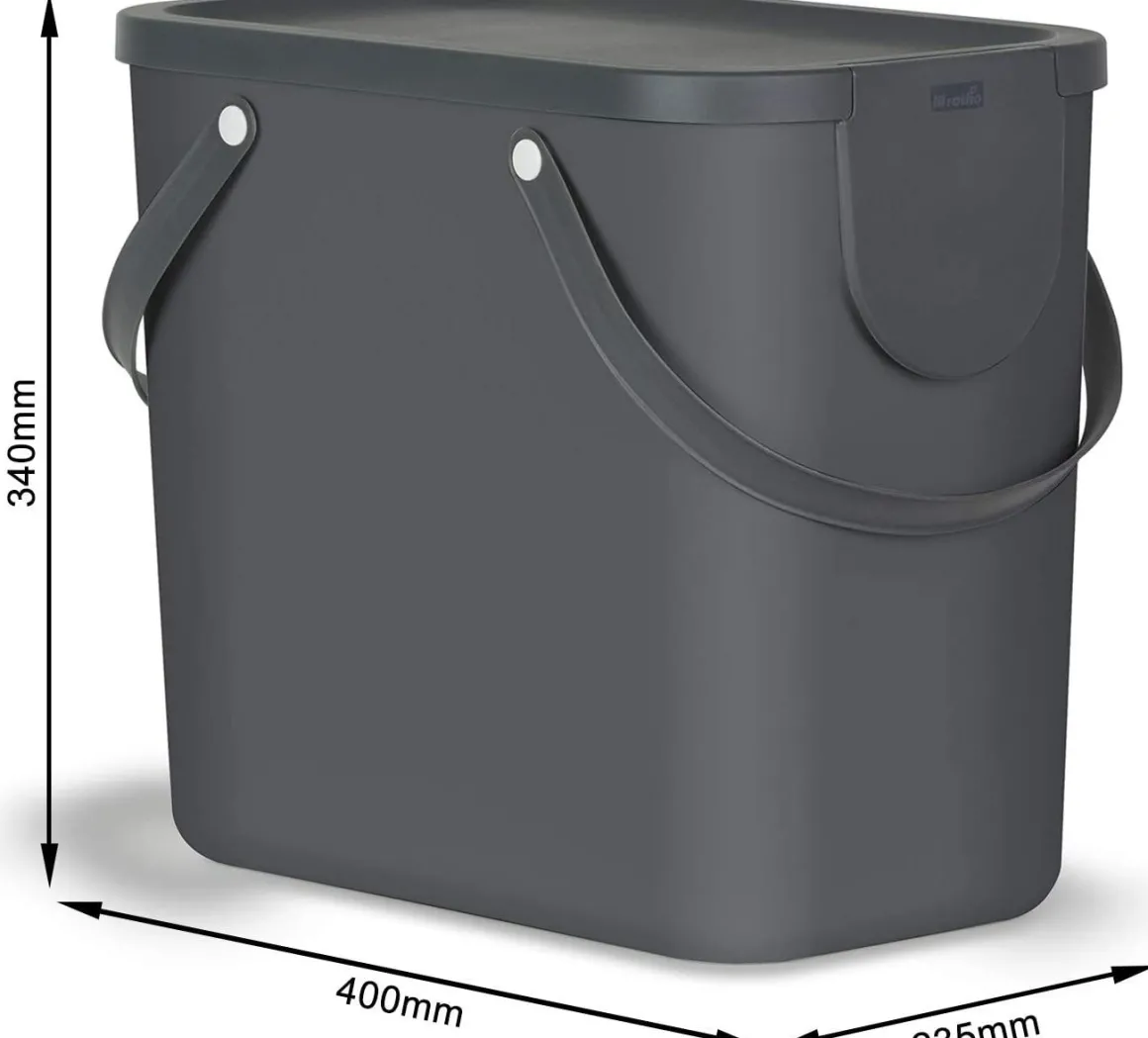 PATTUMIERA ALBULA ANTRACITE 40X23.5X34CM 25LT: vendita online PATTUMIERA ALBULA ANTRACITE 40X23.5X34CM 25LT in offerta
