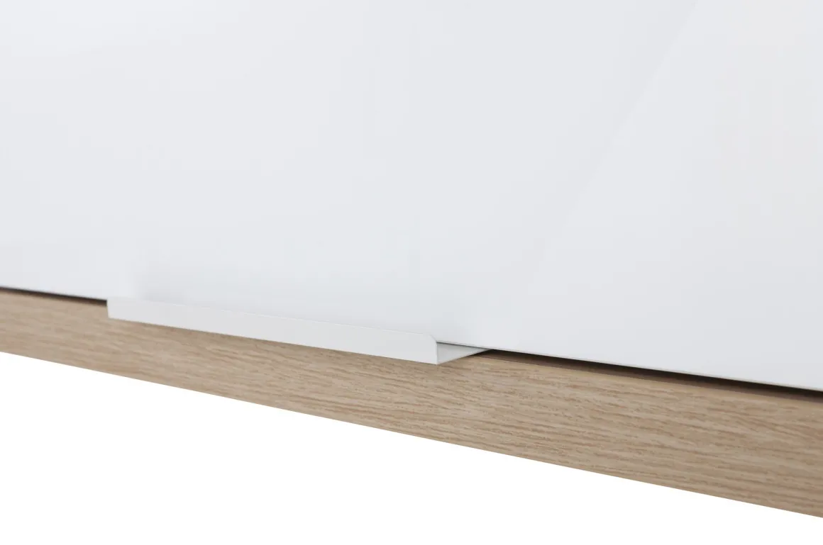 PENSILE RIBALTA MUNDI CM 160X30.4 H. 35 BIANCO LUCIDO E ROVERE ARTISAN