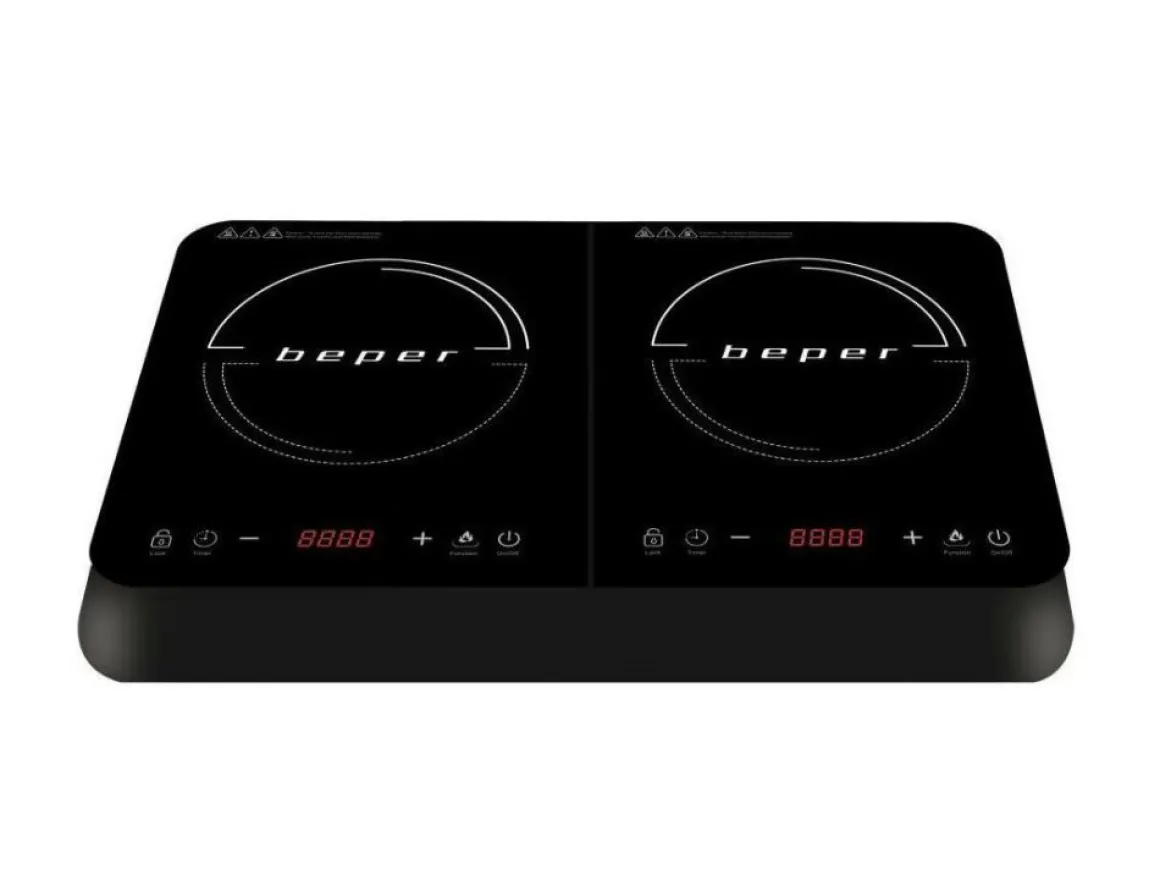 PIANO COTTURA A INDUZIONE DUE FUOCHI IN VETRO TEMPERATO 3500W NERO