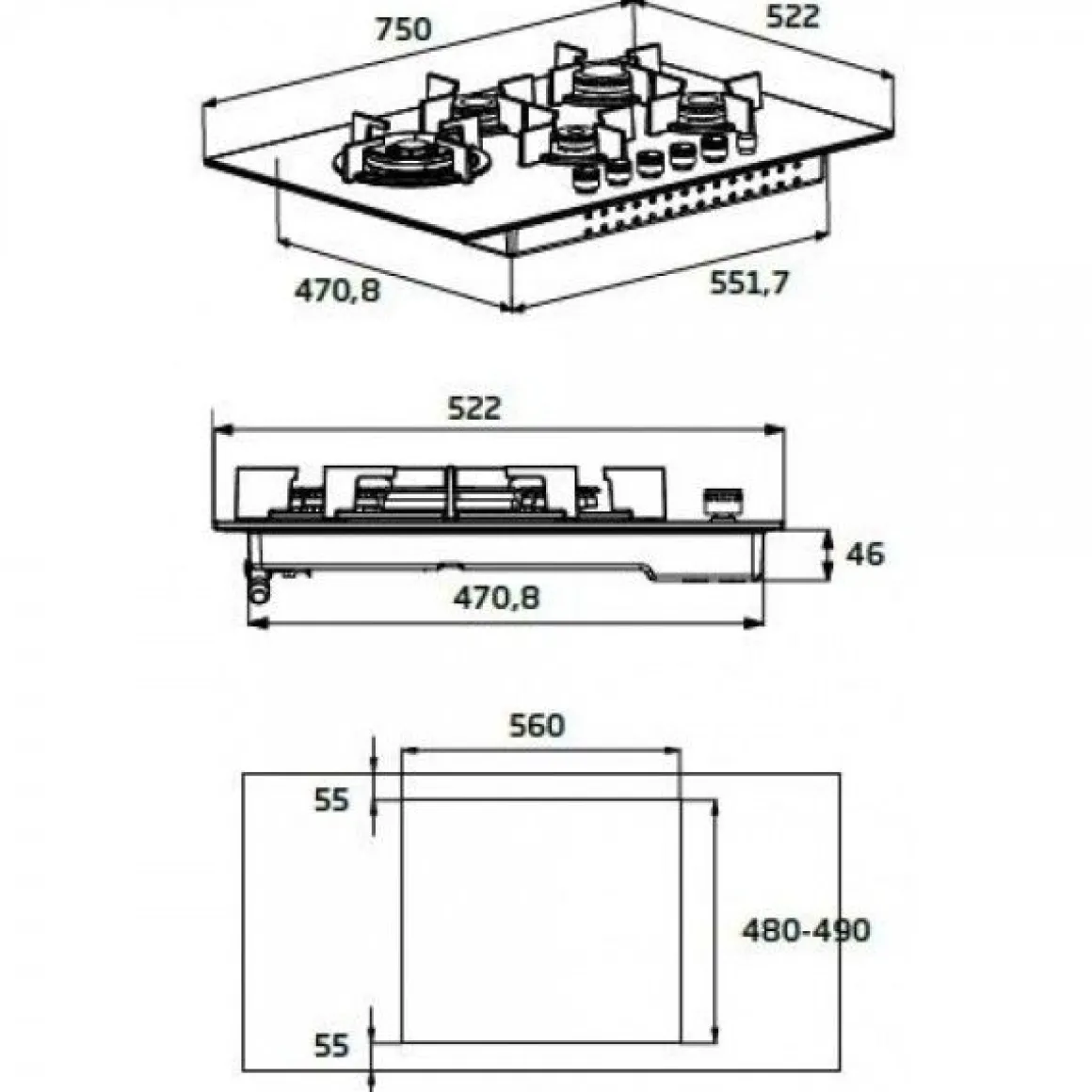 PIANO COTTURA BEKO CM 75 HIAW75224SXE INOX