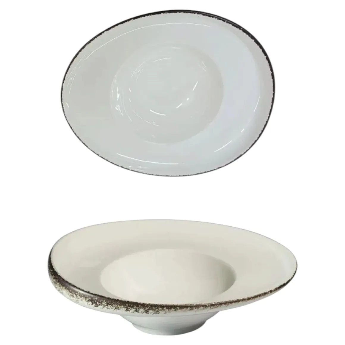 PIATTO DEGUSTAZIONE IN PORCELLANA LINEA ONDA 24X21CM BIANCO