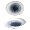 PIATTO DEGUSTAZIONE PORCELLANA ONDA BLU 24X21X7.5CM BIANCO/BLU
