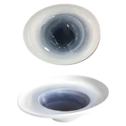 PIATTO DEGUSTAZIONE PORCELLANA ONDA BLU 24X21X7.5CM BIANCO/BLU