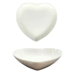 PIATTO FONDO CUORE IN CERAMICA CREMA 20X20CM