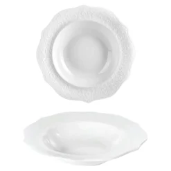 PIATTO FONDO IN PORCELLANA LINEA ALICE DIAM. 23CM BIANCO