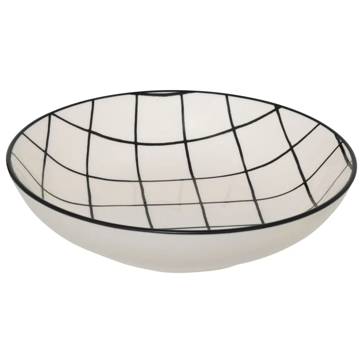 PIATTO FONDO MOD. CORNER IN CERAMICA A QUADRI 20.3X5CM