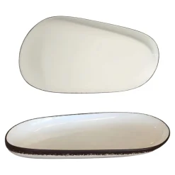 PIATTO OVALE IN PORCELLANA LINEA ONDA 35X19CM BIANCO