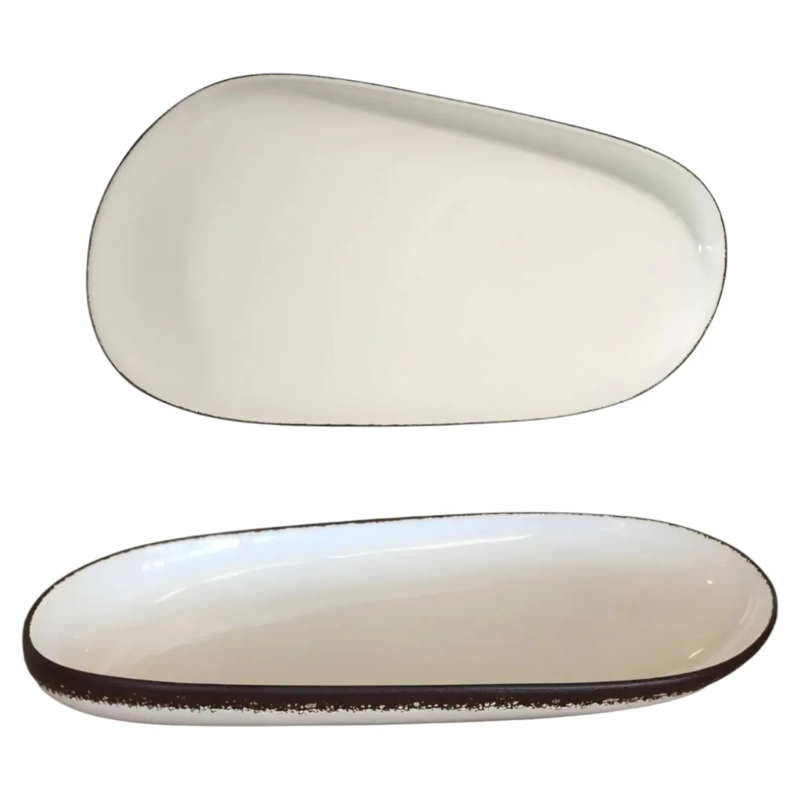 PIATTO OVALE IN PORCELLANA LINEA ONDA 35X19CM BIANCO