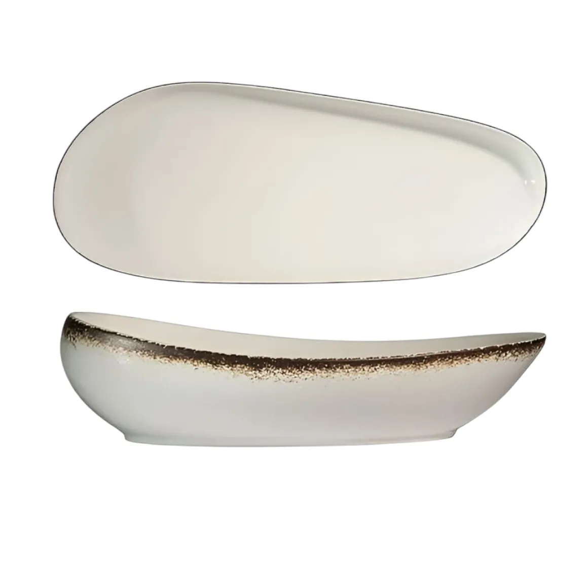 PIATTO OVALE LINEA ONDA IN PORCELLANA 30X18.5CM BIANCO