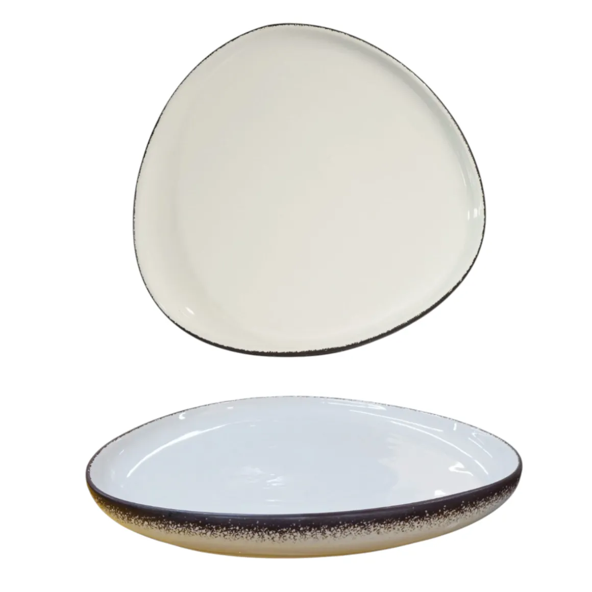 PIATTO PIANO IN PORCELLANA LINEA ONDA 23X22CM BIANCO
