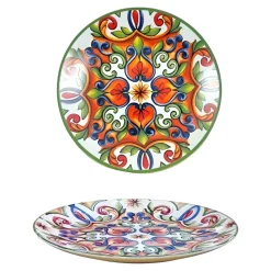 PIATTO PIANO IN PORCELLANA LINEA FAVIGNANA DIAM. 27CM MULTICOLORE