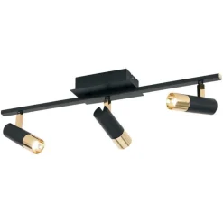 PLAFONIERA A LED 3 LUCI TOMARES NERO/OTTONE 58CM - 3X5W 1440lm 3000K: vendita online PLAFONIERA A LED 3 LUCI TOMARES NERO/OTTONE 58CM - 3X5W 1440lm 3000K in offerta